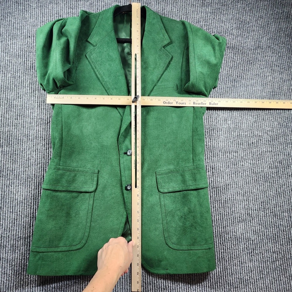 Vintage ClanHall Green Suede Leather Blazer Mens 44 Sport Coat Union Made in USA - Picture 3 of 16